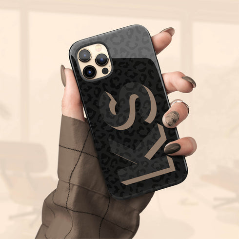 3D Initials Dark Leopard iPhone Case - Vertical